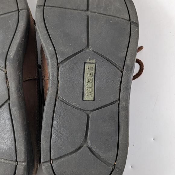 Sperry Boy 13.5 Boat Shoes Brown Leather Top Sider Cutter Lace Up Loafer Uniform - Picture 9 of 15